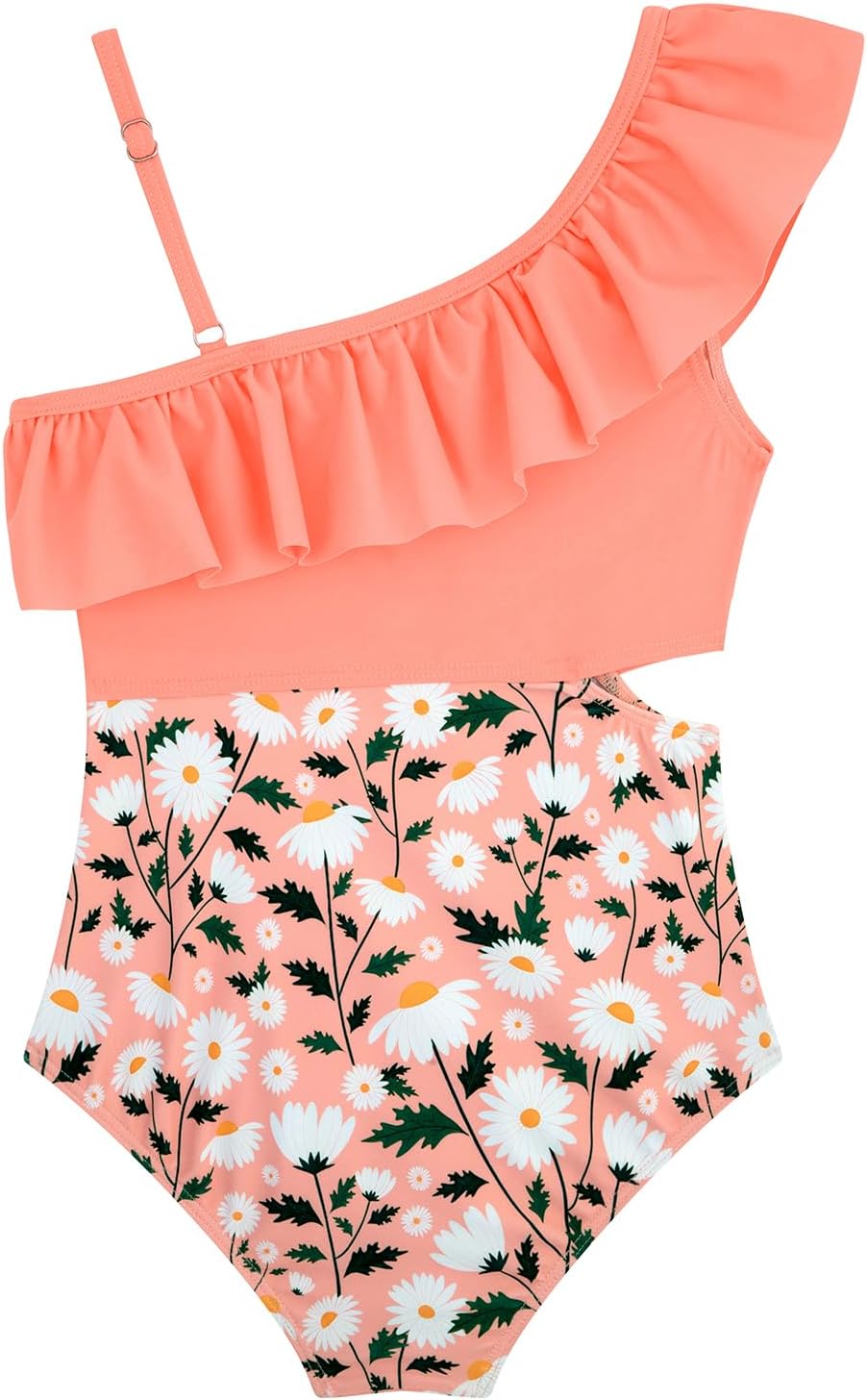 Girls One Piece Swimsuits Cutout Ruffle Bathing Suit Quick Dry Beach Swimwear with Adjustable Strap 5-14 Years - Image 2