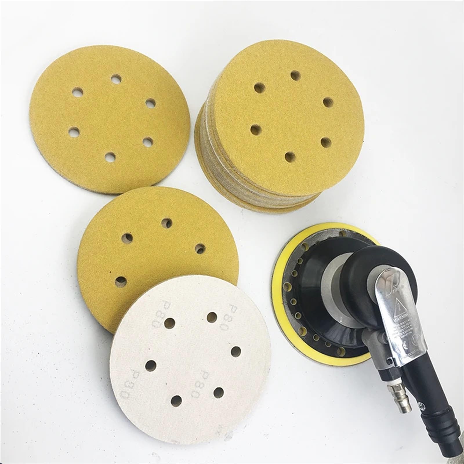 20 pezzi 6 "carta vetrata a secco a fori disco da 150 mm floccaggio autoadesivo Adatto per legno e pareti(120 grit,100pcs A box)