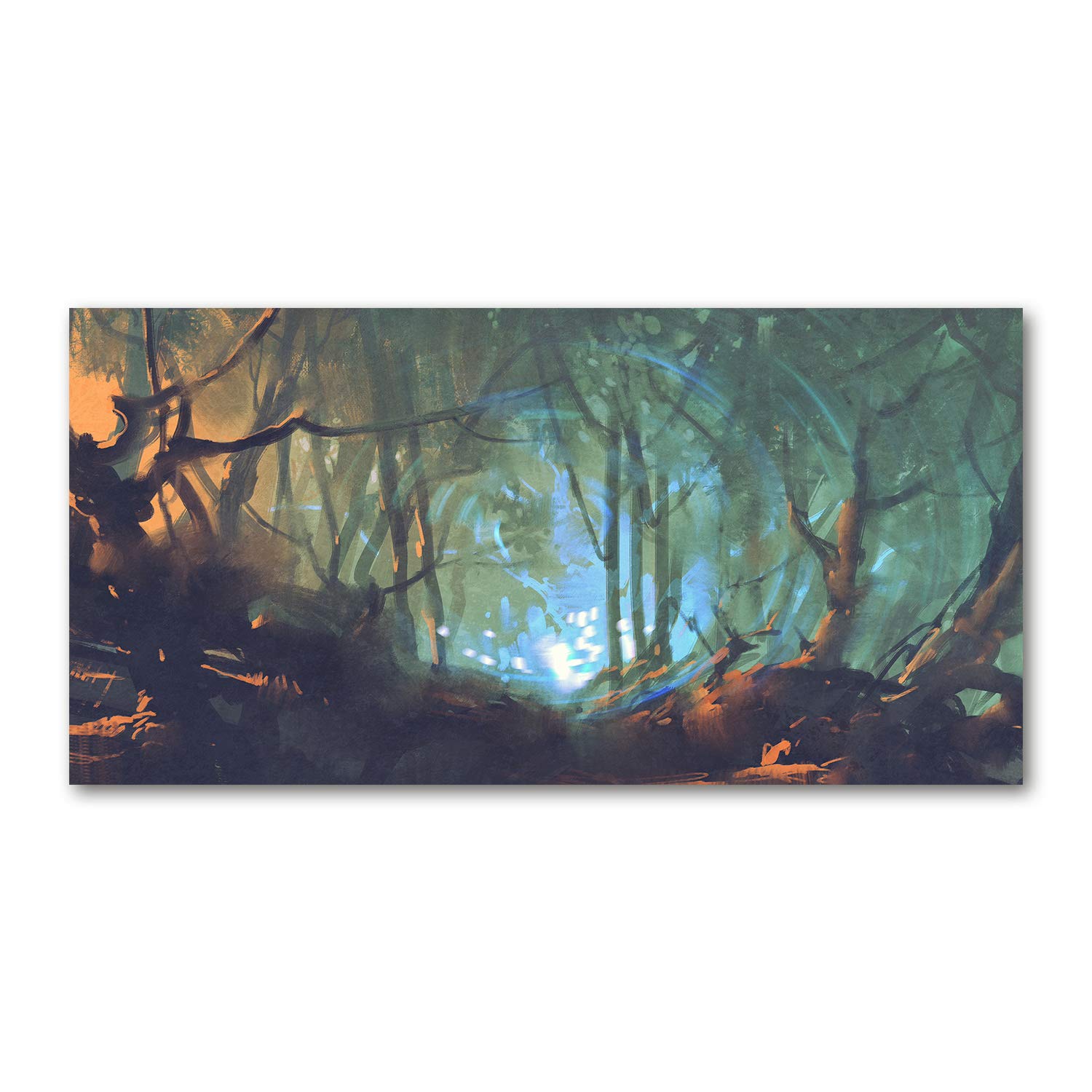 Impression sur verre 120x60 cm tableau panoramique Forêt Mystique Bleu