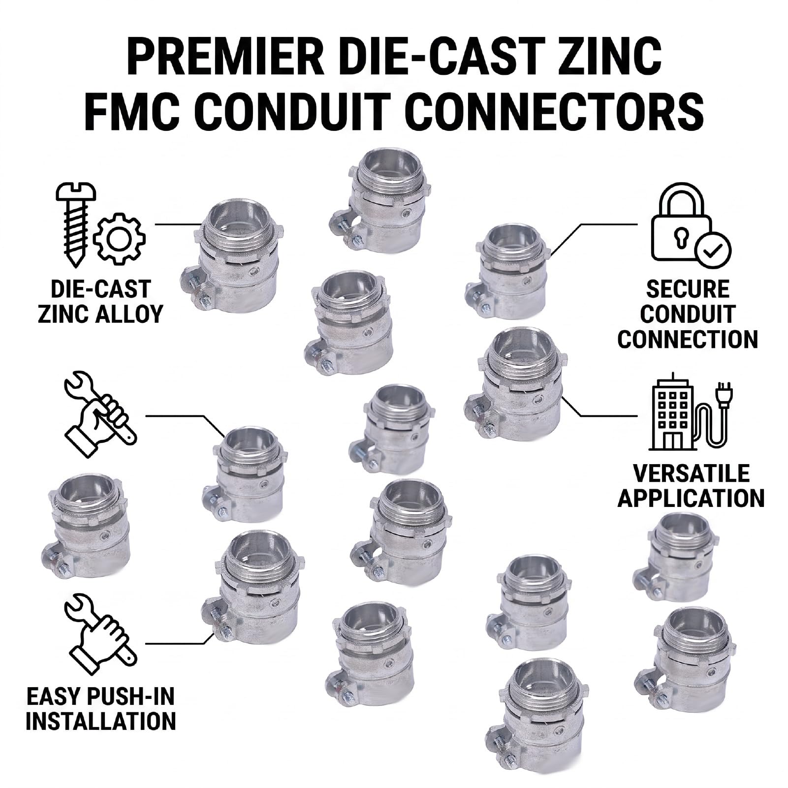 Conector de Conducto Exprimible de Aleación de Zinc