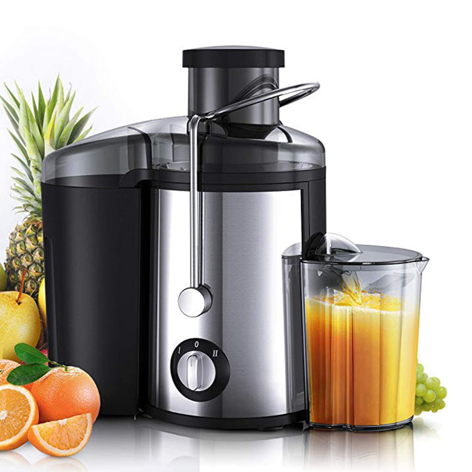 UMJIGF Juicer Machine 800W Electric Separation Orange Juice Extractor Whole Fresh Fruits and Vegetables, Easy to Clean,Stainless Steel with 2 Dual Speed