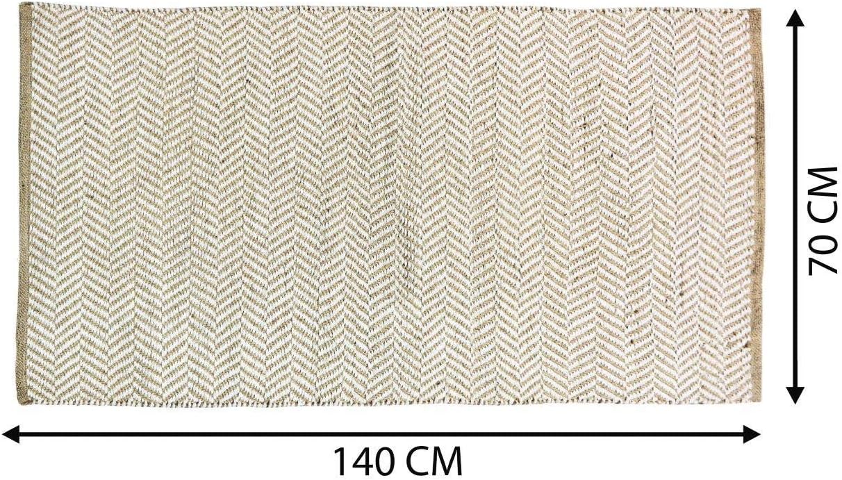 Hand Woven Jute Hemp Cotton Chevron Runner Rug- Indoor/Outdoor Throw Rug- Bedroom Entryway Kitchen (28"x56", Natural)