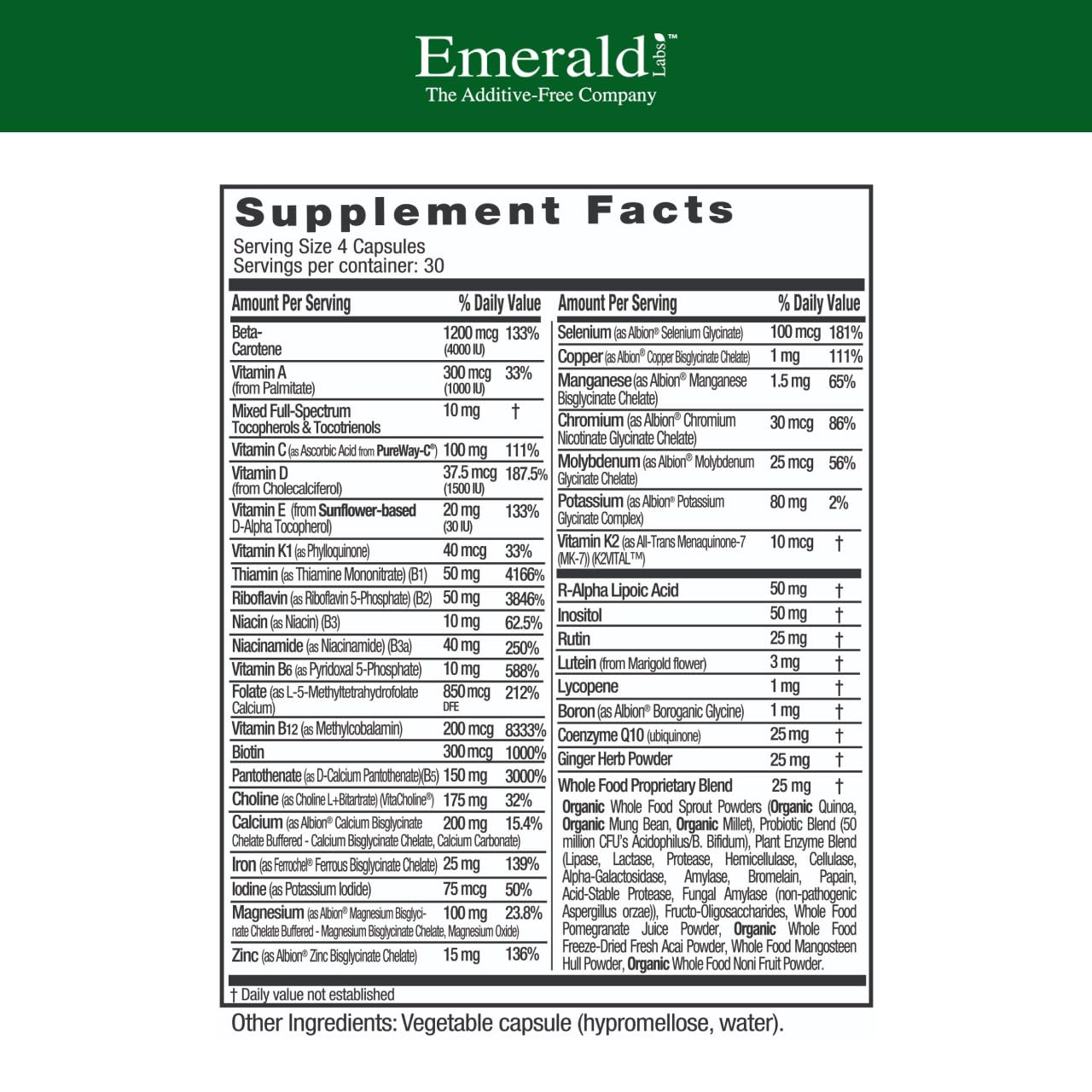 EMERALD LABS Prenatal Clinical Multi, 120 Capsules (30 Servings) — Amazon image 2
