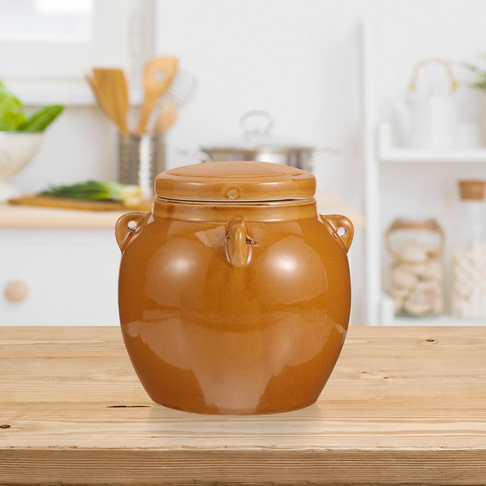 TOYANDONA Recipiente de Cerámica para Miel 1kg con Tapa, Estilo Vintage