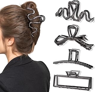 Obeoby 4 Pack Metal Hair Clips, Large Claw Clips for Women Thick Hair, Strong