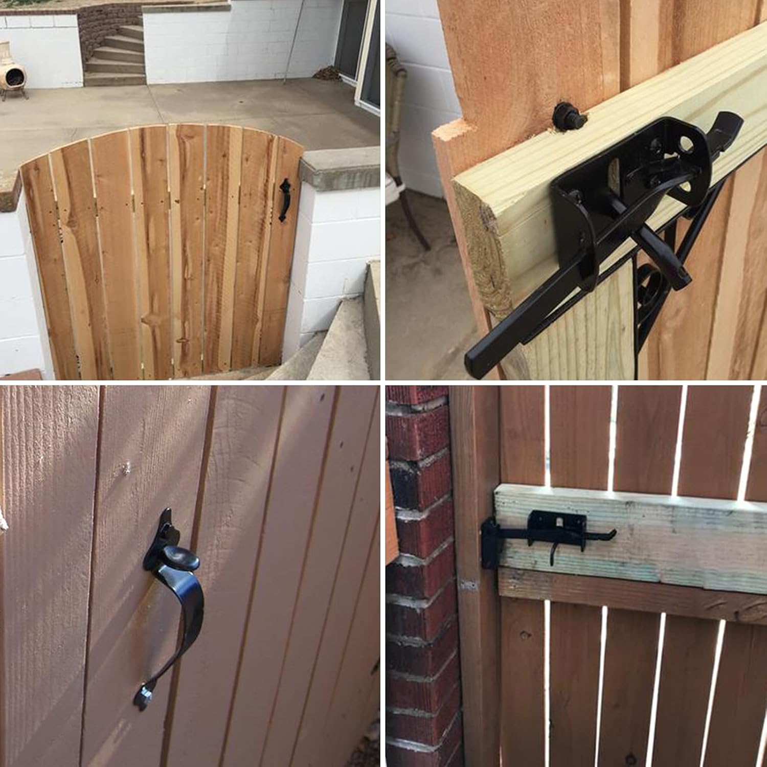 Gate Latch, Thumb Latch Hardware, Gate Latch for Wooden Fence Heavy Duty, Self Locking Latches with 8 inch Handle, Gate Kit for Wooden Fence & Swing Outdoor Gate – Steel, Black Finish