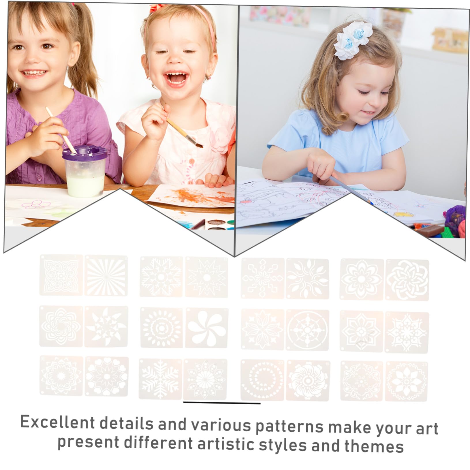2 Set Mandala Template Stencil Pittura Artigianato Scrapbook Mandala Stencil Mandala Lascia Disegno Modello Plastica Bianco 56 Pezzi * 2