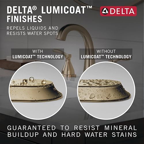 Miniatura 6 de DELTA FAUCET 357756-CZPD-PR-DST Stryke - Grifo de baño, Lumicoat Champagne Bronze