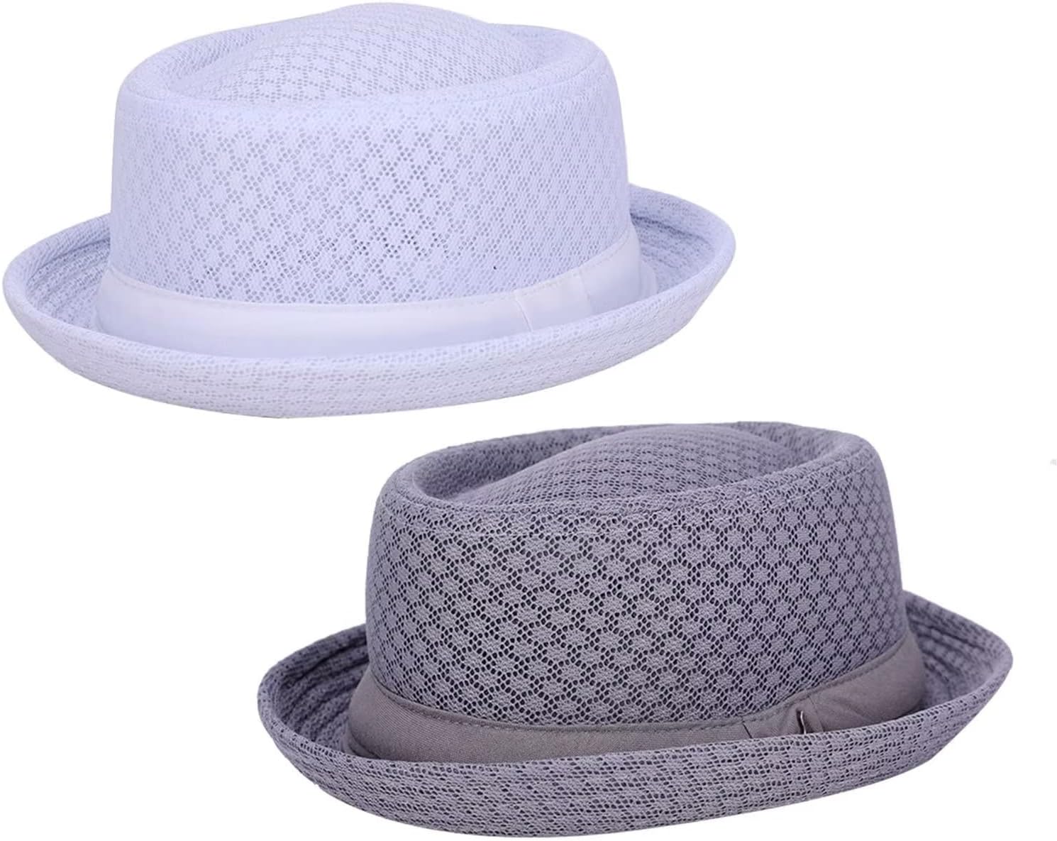 Mens Pork Pie Hat Summer Fedora Cap Sun Hat Panama Hat Breathable Gentlemen Jazz Cap,Pack of 2