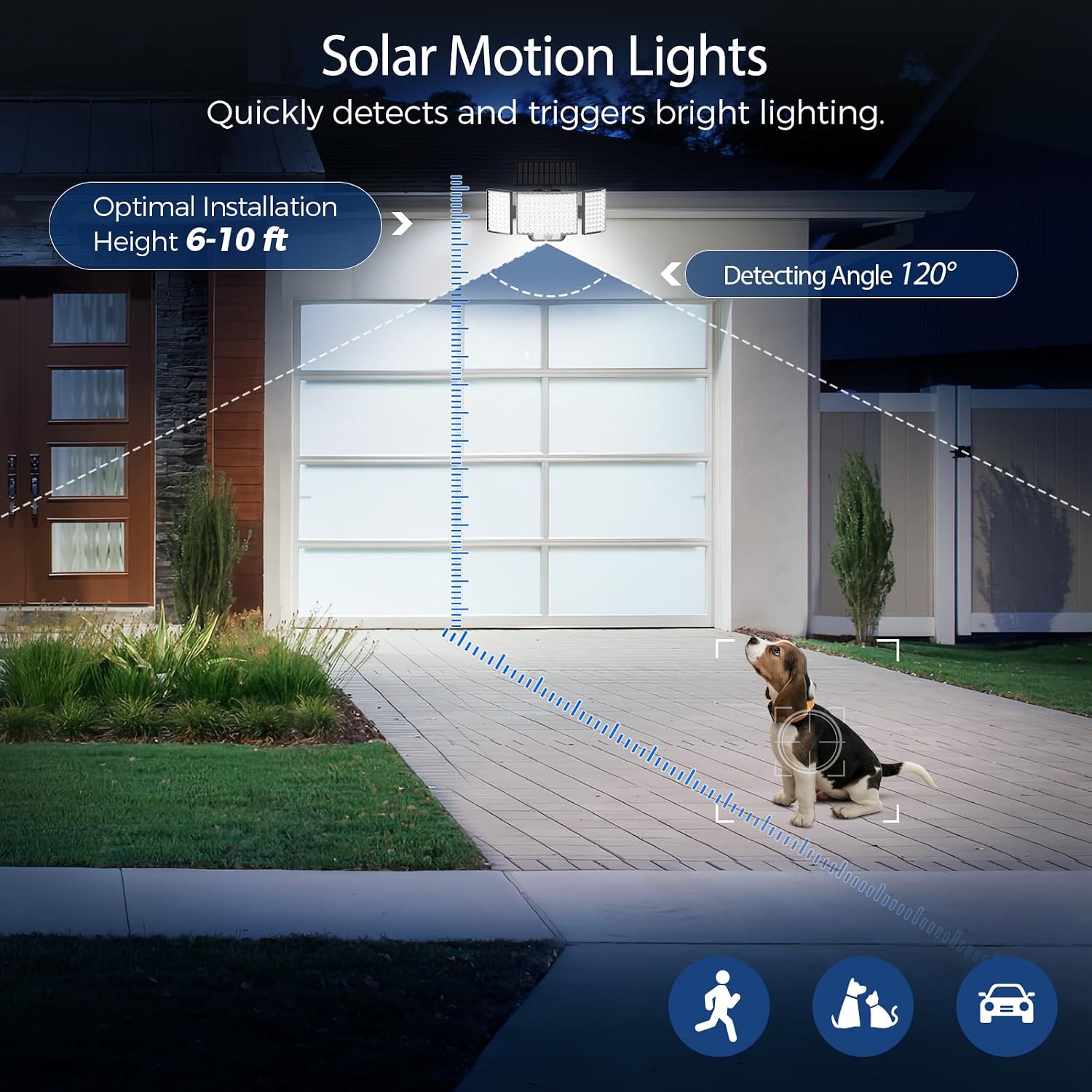 Adiding Solar Lights Outdoor, Bright 212 LEDs Flood Light 270° Wide Angle, Remote Control 3 Modes Motion Sensor Outdoor Lights, Solar Powered Security Light with 16.4 ft Cable for Garage Yard, 4 Pack