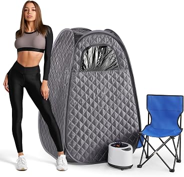 Portable Sauna for Home Full Body Personal Sauna Steam Sauna at Home Spa with 2.6L 1000W Steam Generator, 90 Minute Timer, Foldable Chair, Remote Control IncludedDark Grey