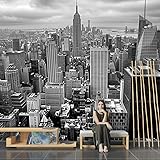 SPECUFX Fotomural Personalizado Paisaje Urbano Moderno En Blanco Y Negro. 350x256cm Arte de la pared Sala de estar Sofá Tv Fondo Pintura de la pared Dormitorio Oficina Decoración del hogar