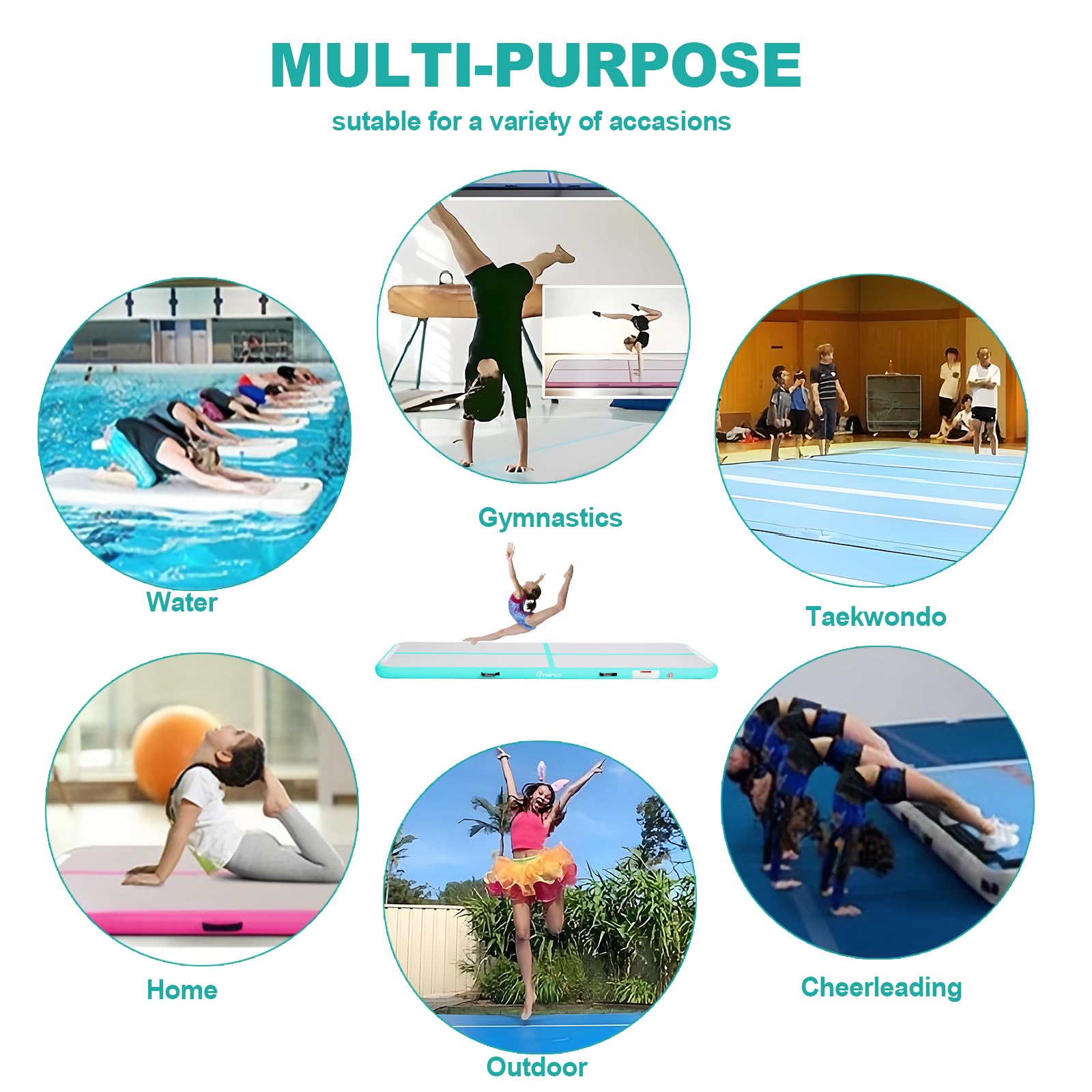 FBSPORT Airtrack Matte,10/20cm Hoch Verdicken 2/3/4/5/6/ M Tumbling Matte,Gymnastikmatte mit Luftpumpe,Trainingsmatte mit Tragetasche,Turnmatte für Zuhause, Outdoor,Yoga, Übungsgymnastik usw