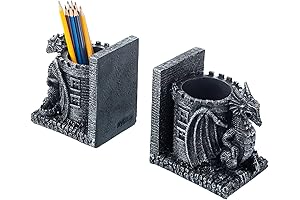 MyGift Black Resin Dragon Bookends: Guardians of Your Literary Treasures