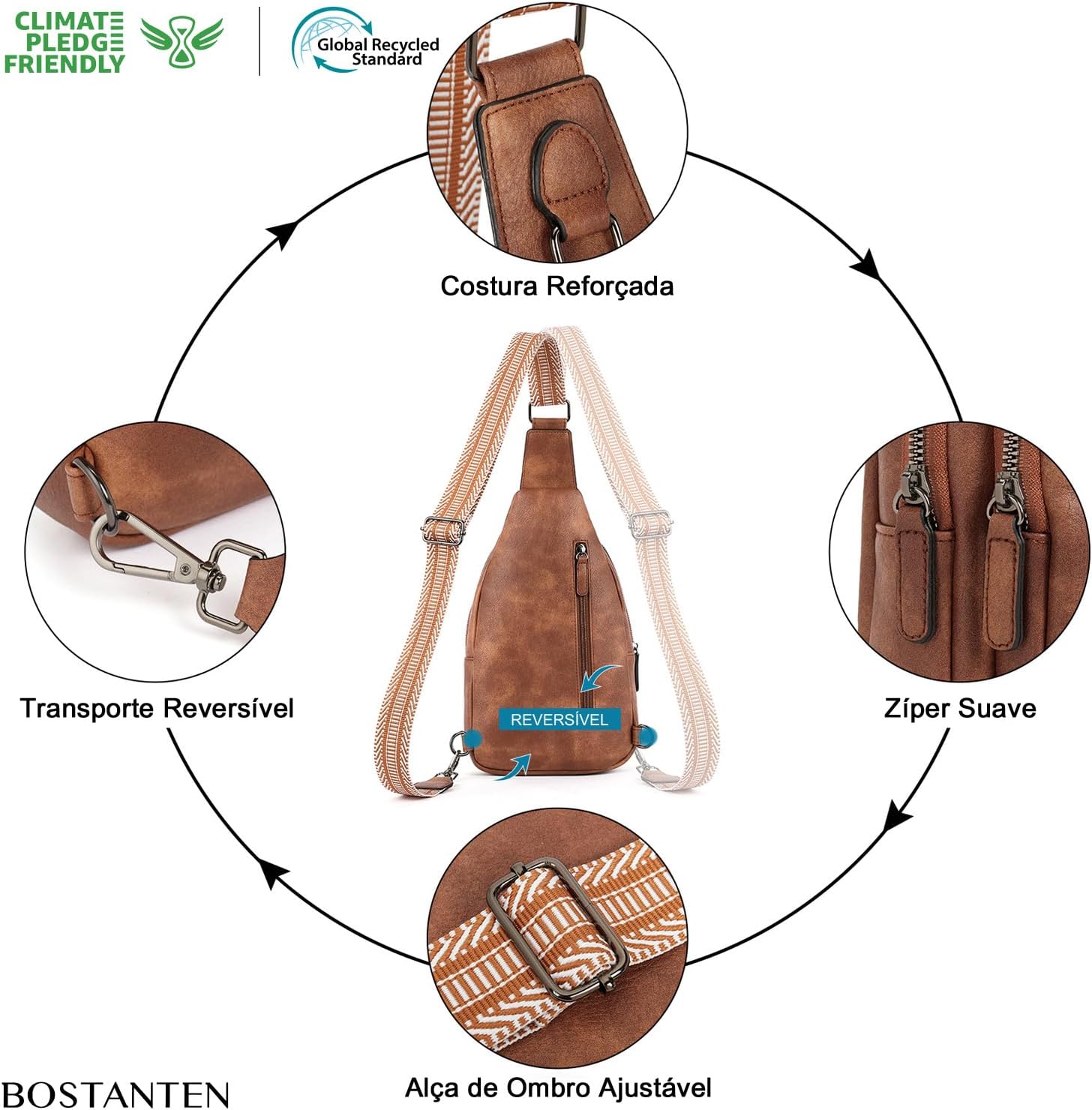 Bostanten Bolsa de Ombro Feminina Pequena, Bolsa Transversal em Couro Sintético Resistente à Água, Mini Tiracolo com Compartimentos e Bolso Antifurto, Compatível com iPad 9,7'' Bostanten Bolsa de Ombro Feminina Pequena, Bolsa Transversal em Couro Sintético Resistente à Água, Mini Tiracolo com Compartimentos e Bolso Antifurto, Compatível com iPad 9,7''