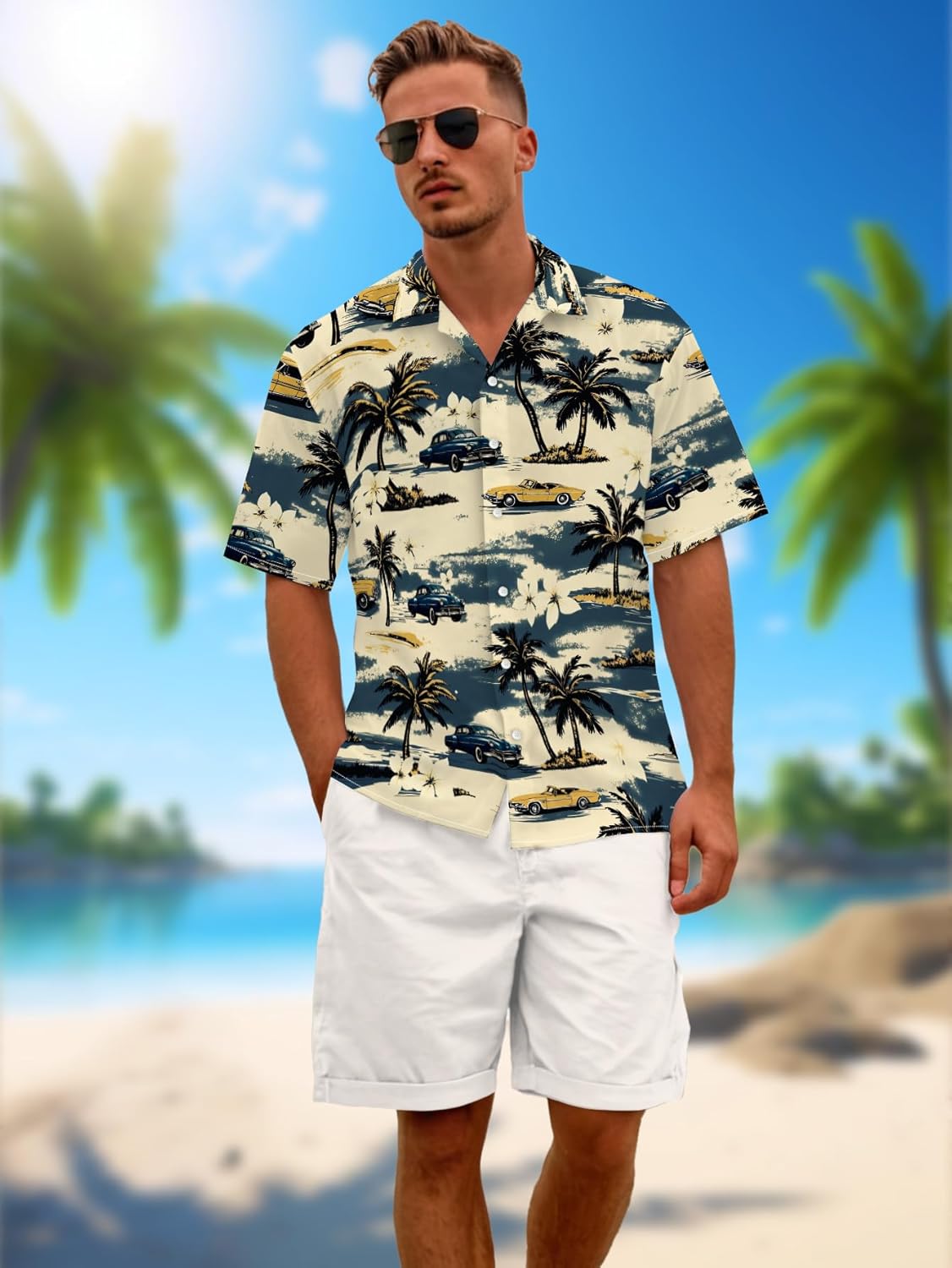 Mens Funny Neon Hawaiian Shirts 3D Graphic Button Down Short Sleeve Shirt Summer Beach Aloha Tops Theme Party - Image 2