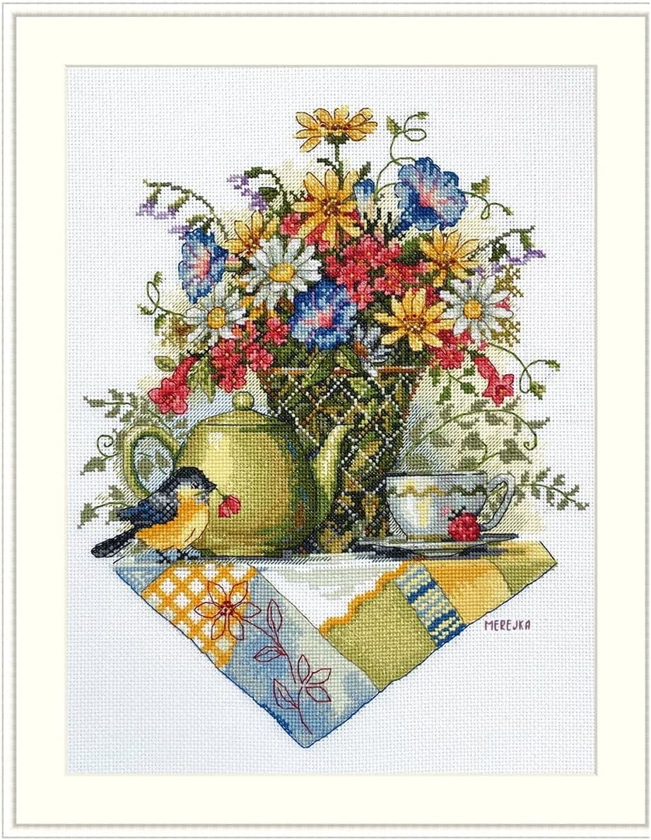 Merejka Wild Flower Tea Counted Cross Stitch Kit 23 x 29 cm