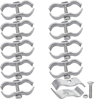 10 Pack Dog Kennel Clamps, 1-3/8" Chain Link Fence Panel Clamps, Galvanized Pipe Panel Frames, Chain Link Fence Hardware for Temporary Dog Kennels, Chicken Coops, Metal Cage