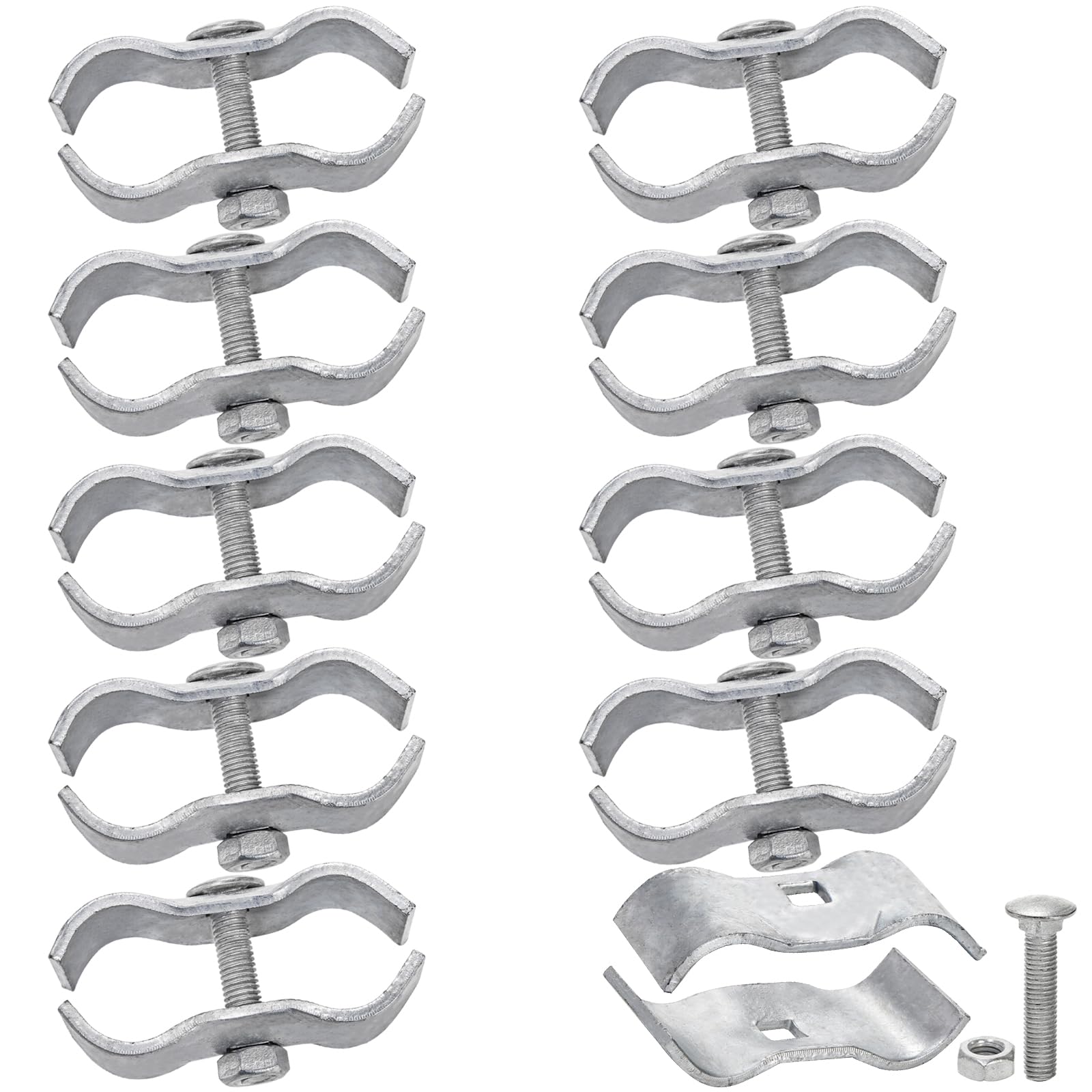 WRINGKIT 10 Pack Dog Kennel Clamps, 1-3/8" Chain Link Fence Panel Clamps, Galvanized Pipe Panel Frames, Chain Link Fence Hardware for Temporary Dog