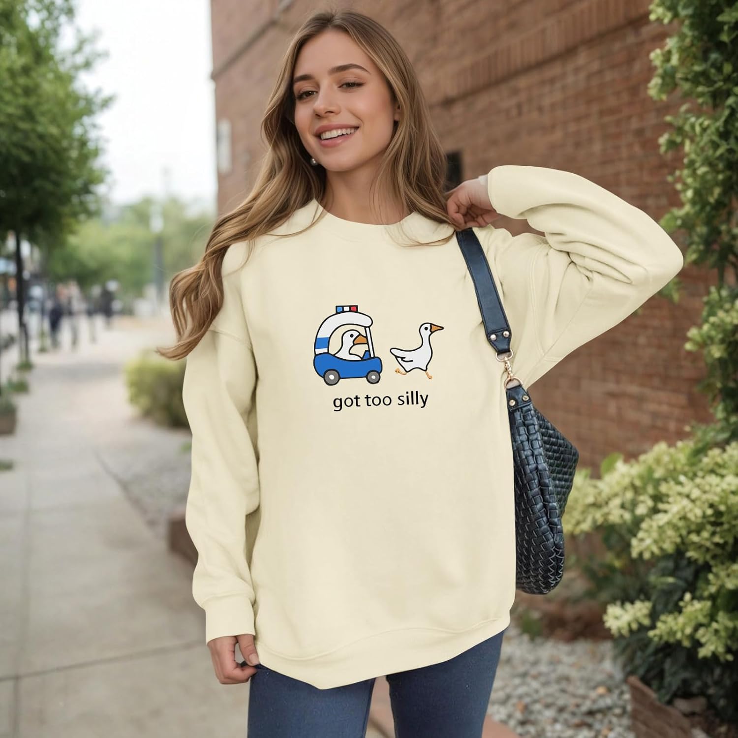 Got Too Silly Goose Sweatshirt Funny Cute Sweatshirts for Women Duck Car Long Sleeve Shirt Graphic Crewneck Pullover - Image 4