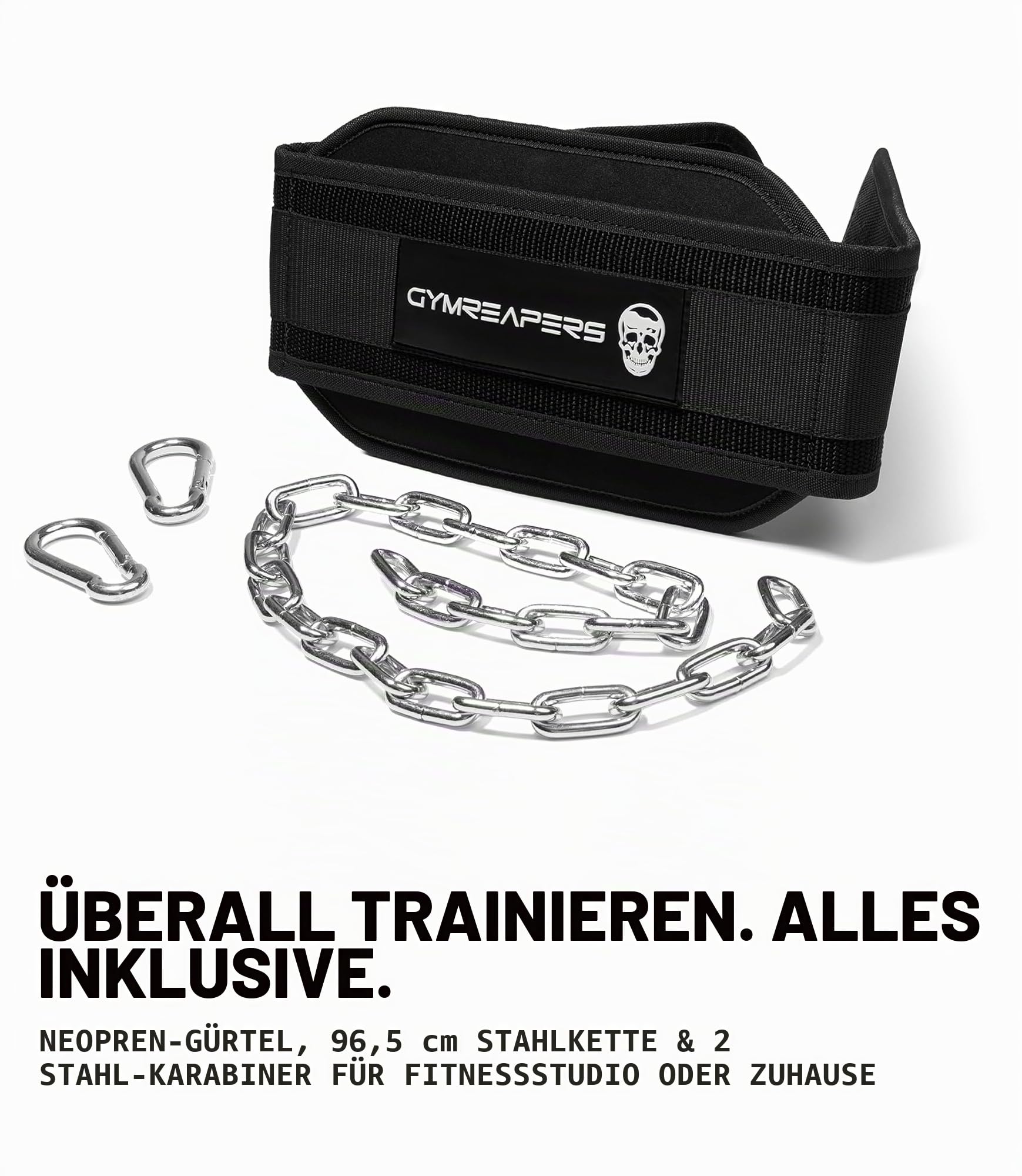Gymreapers Dip-Gürtel mit Kette für Gewichtheben, Klimmzüge, Dips – robuste Stahlkette für zusätzliches Krafttraining