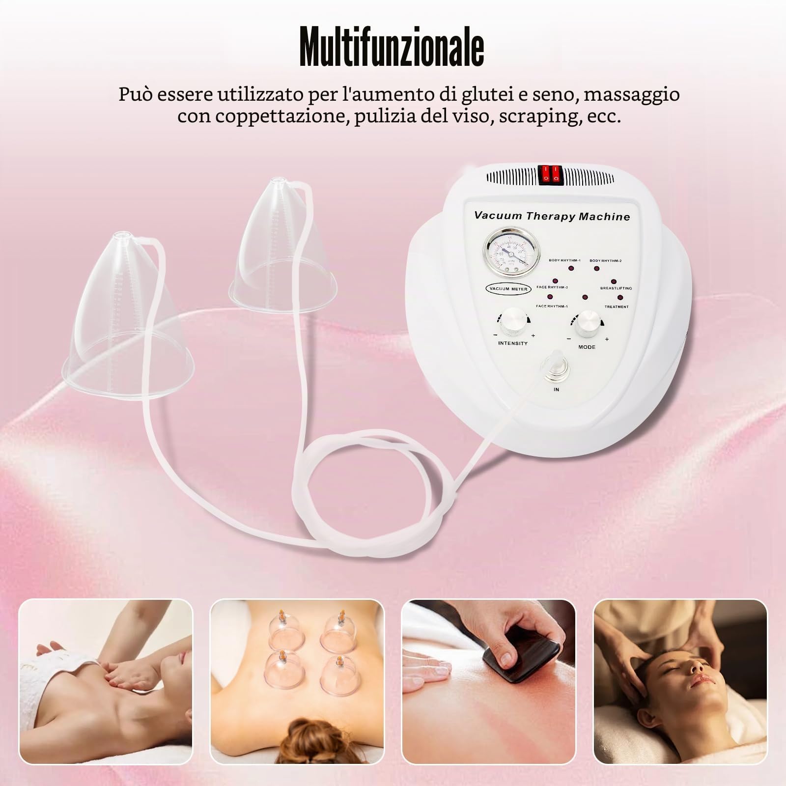 Massaggiatore a vuoto, set di massaggio elettrico coppettazione, con 3 pompe, può 360,6 modalità, massaggiatore per la bellezza del corpo, per la correzione, la modellazione e il massaggio