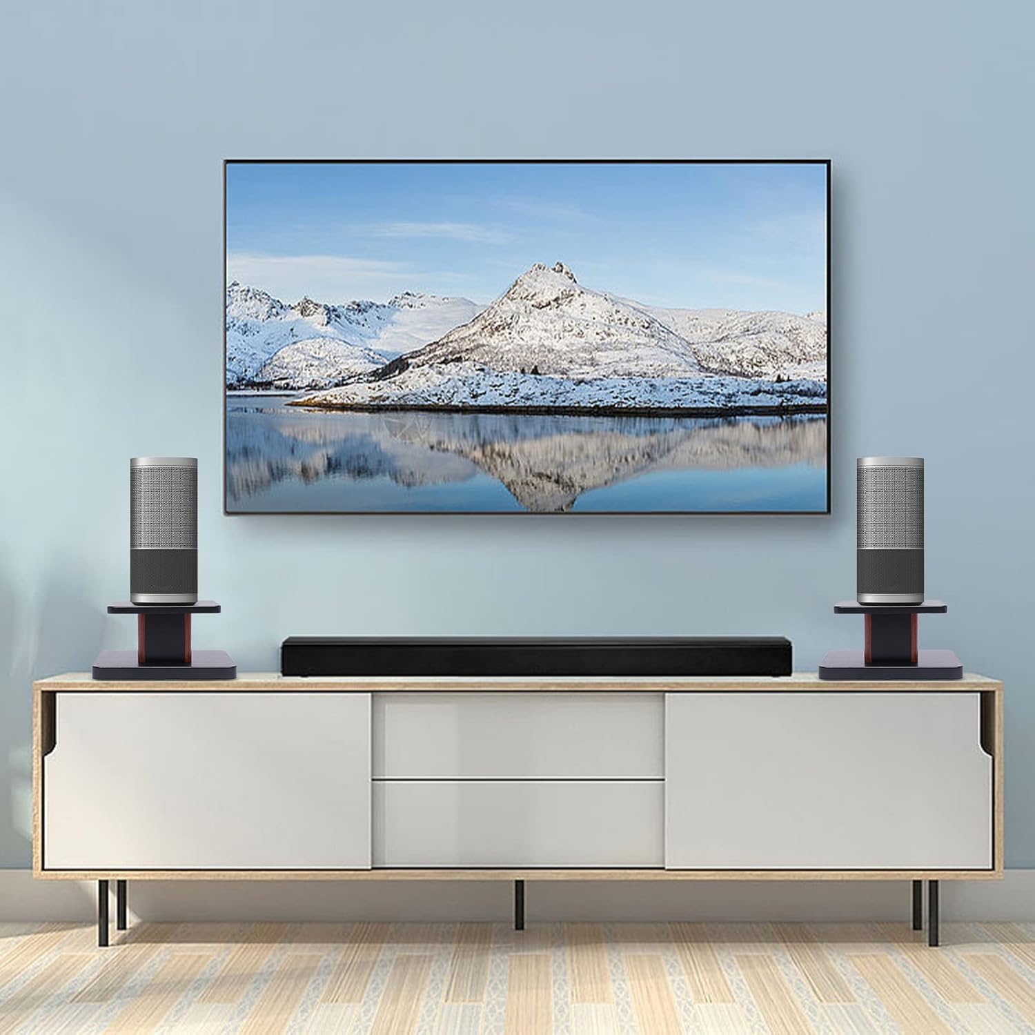 Desktop Speaker Holder, 2PCS Studio Monitor Stand with Anti-Slip Pads, 6Inch Universal Speaker Stand Hollowed Stands for Home Theaters, Bistro, Library