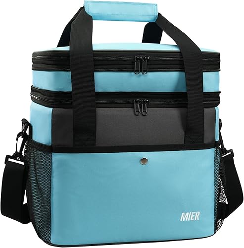 Miniatura 12 de MIER Bolsa de almuerzo expandible de 24L, bolsa térmica aislada de doble capa, bolsas enfriadoras suaves, bolsas de almuerzo a prueba de fugas para