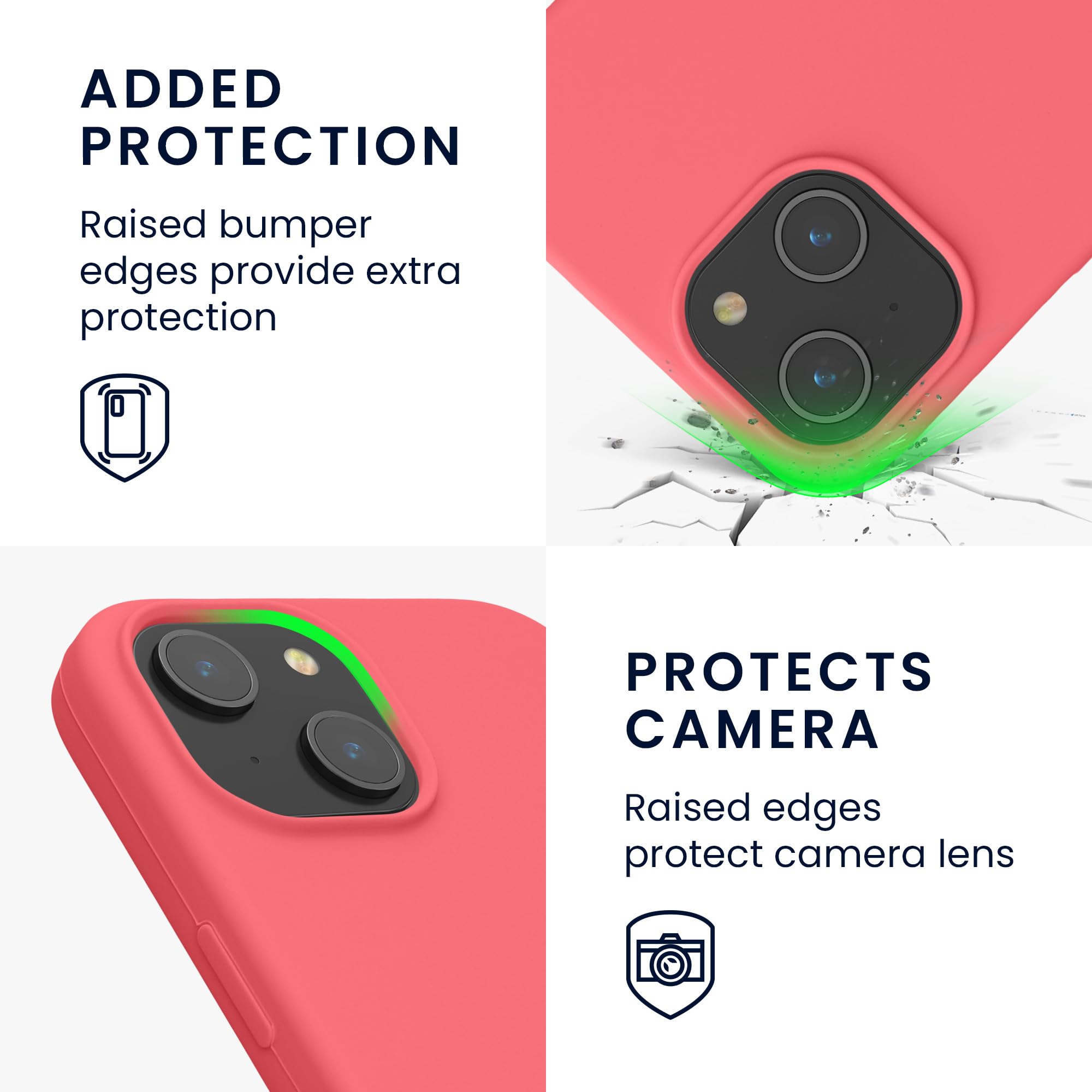 kwmobile Case for iPhone 15 Case - Soft TPU Silicone Cover - Neon Coral - Image 3