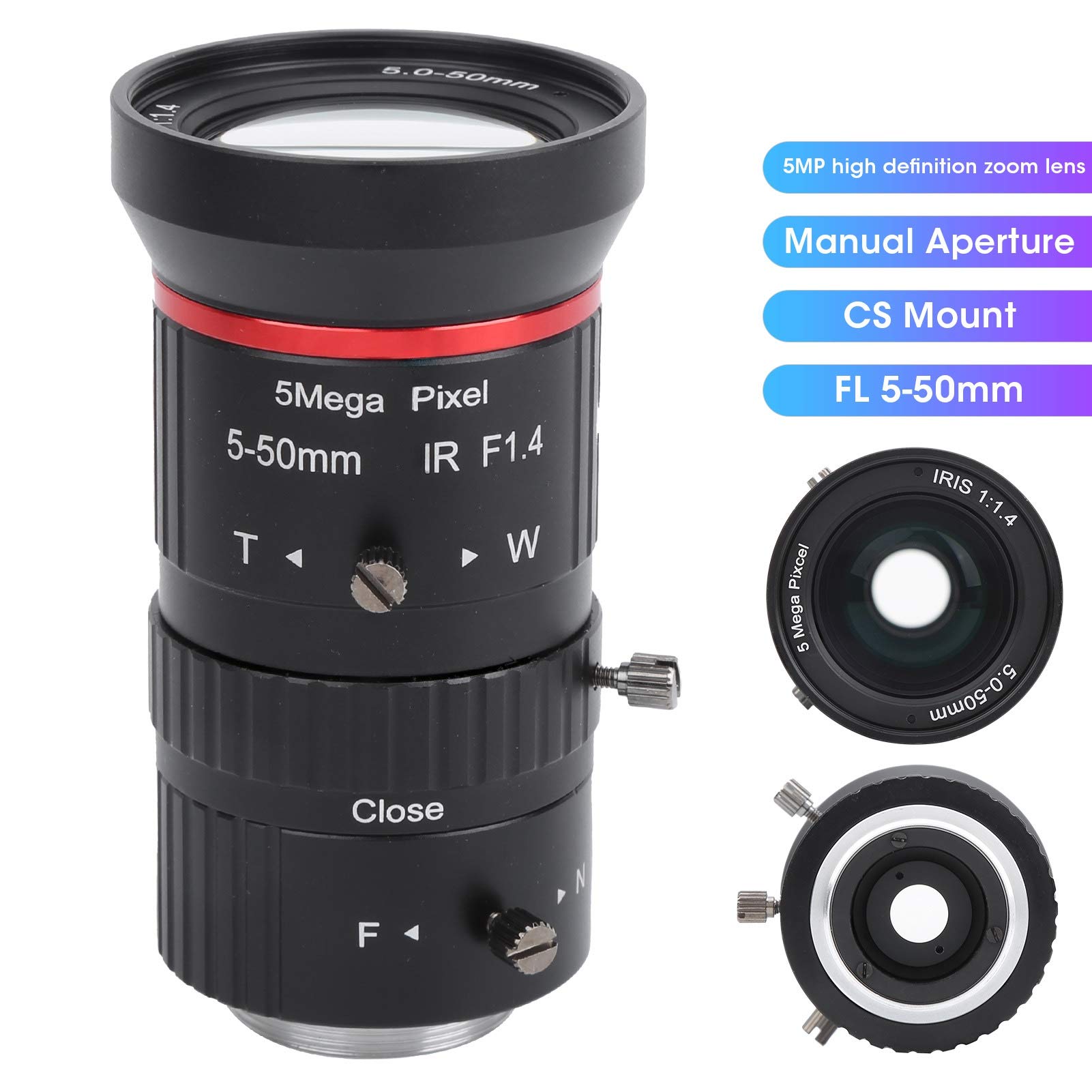 Obiettivo per fotocamera 5 MP, obiettivo per apertura manuale con zoom FL5?50 mm, obiettivo per fotocamera con attacco CS, obiettivo per videocamera di sicurezza