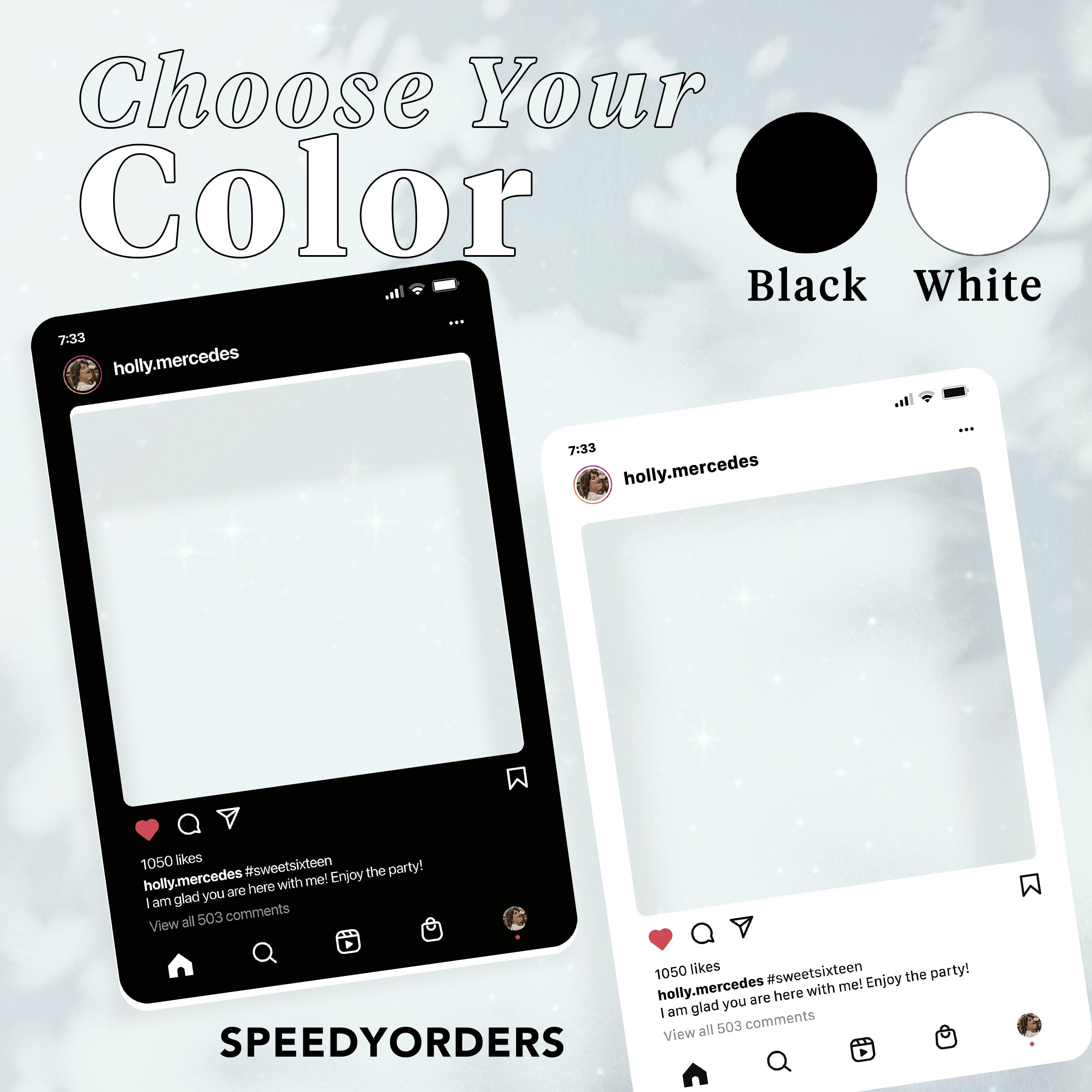 SPEEDYORDERS Social Media Photo Booth Prop - Custom Instagram Photo Booth Frame - Customized Insta Giant Selfie Frame - IG Frame For Fun Social Media Posts