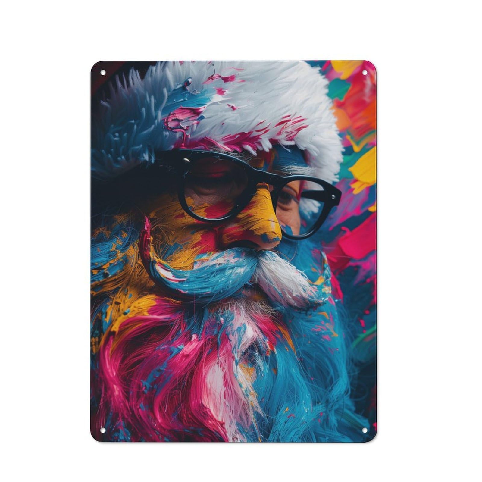 Tin Sign 40x30cm with Santa Claus Paint Splash for Pub Or Café, Rustic Decor, Wall Decoration for A Recently Updated Pub And Café