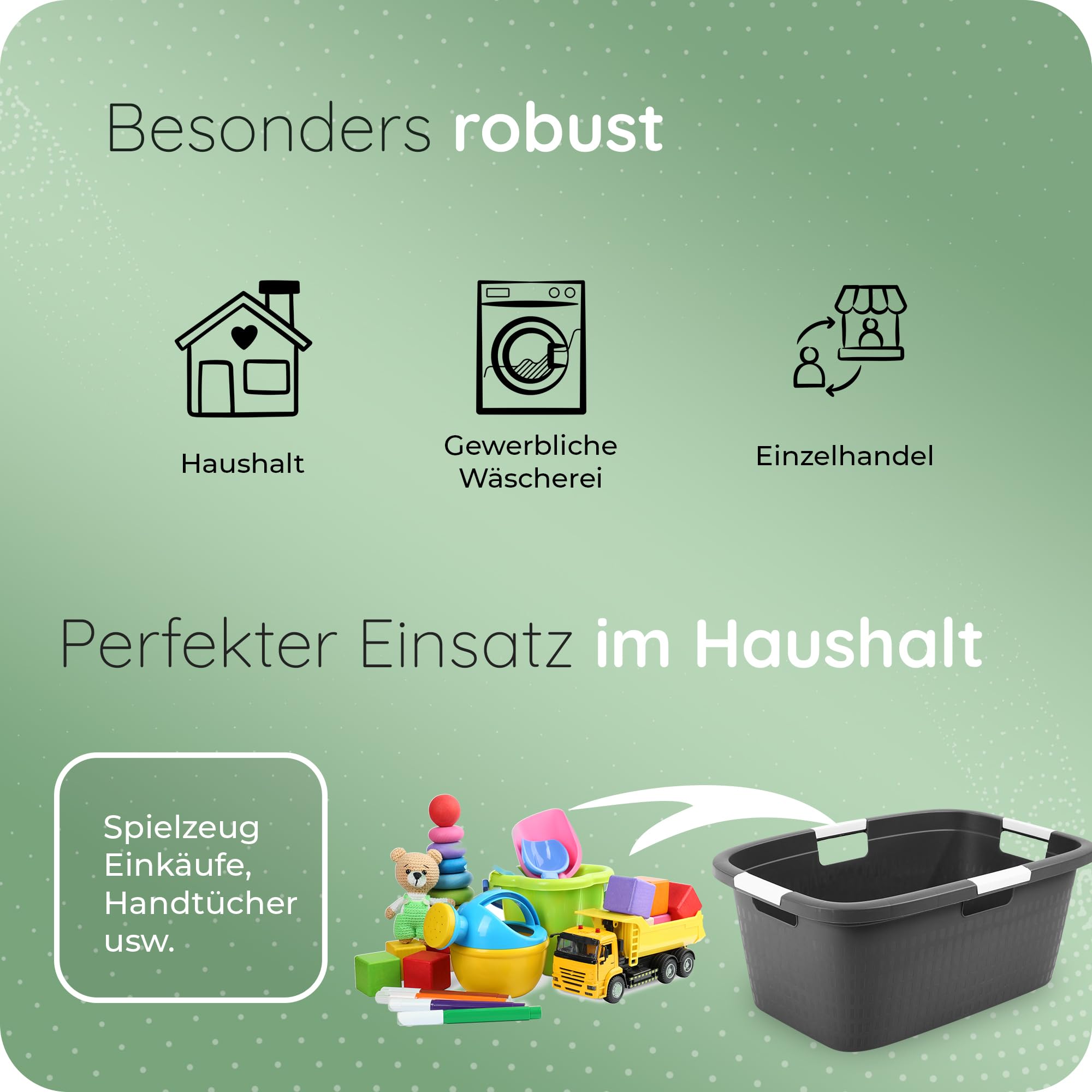 Novaliv 3 Stück Wäschewanne mit 4 Griffen 40L Anthrazit, Wäschebox Set Wäscheeimer Wäschebehälter für Bad Wäsche Schmutzwäsche, Wäschewannen Laundry Basket Haushalt Korb Sammler Box