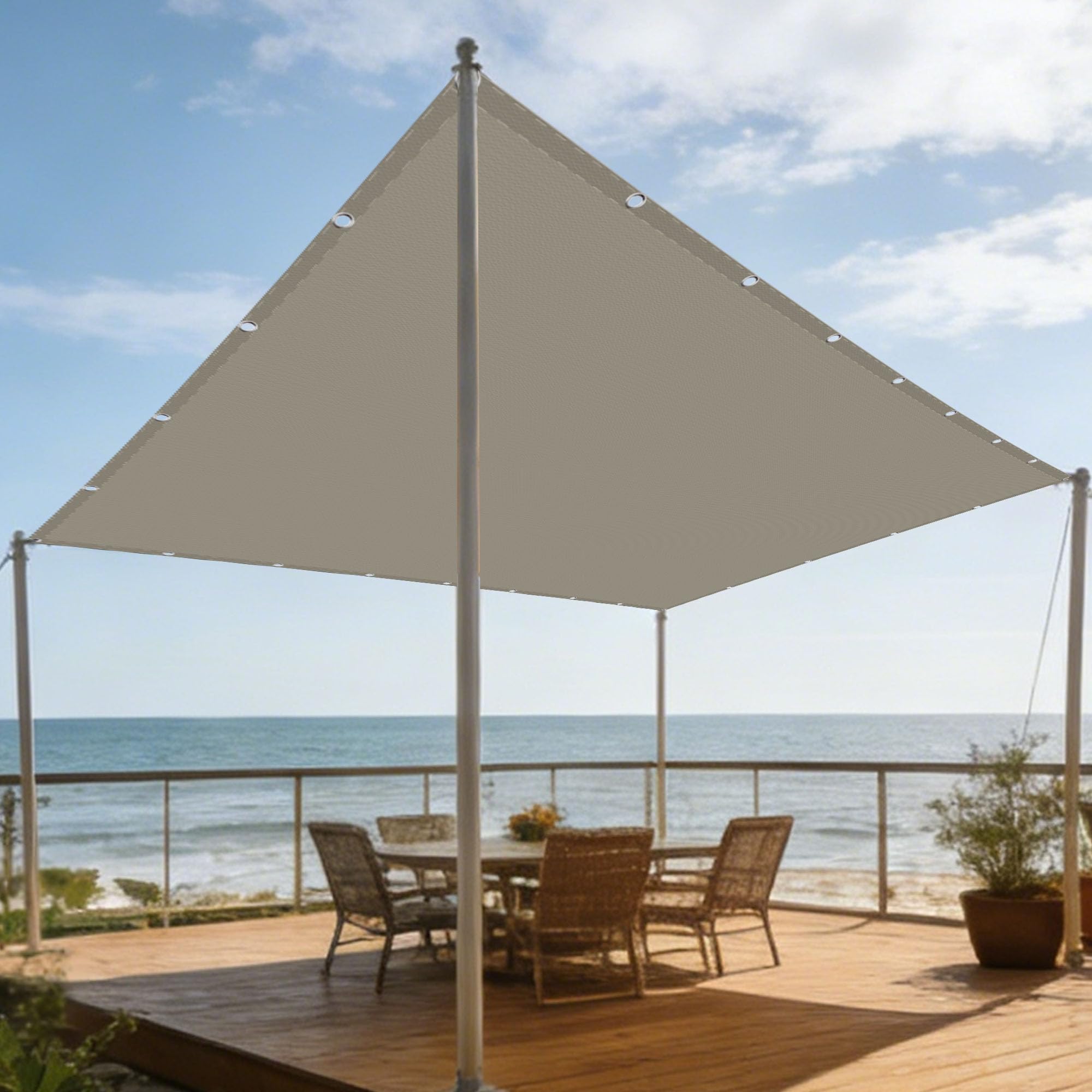Voile d'ombrage rectangulaire imperméable et antidéchirure pour grand patio