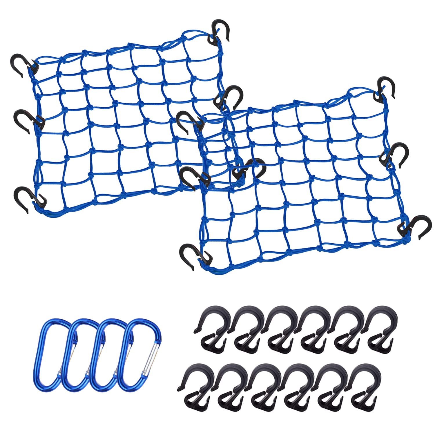 Thewinio Small Cargo Net 15"x15" (Blue, 2 Pack)