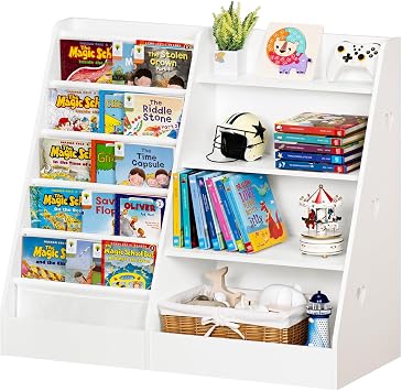 Lerliuo 4-Tier Toddler Bookcase, Kids Bookshelf and Toy Storage
