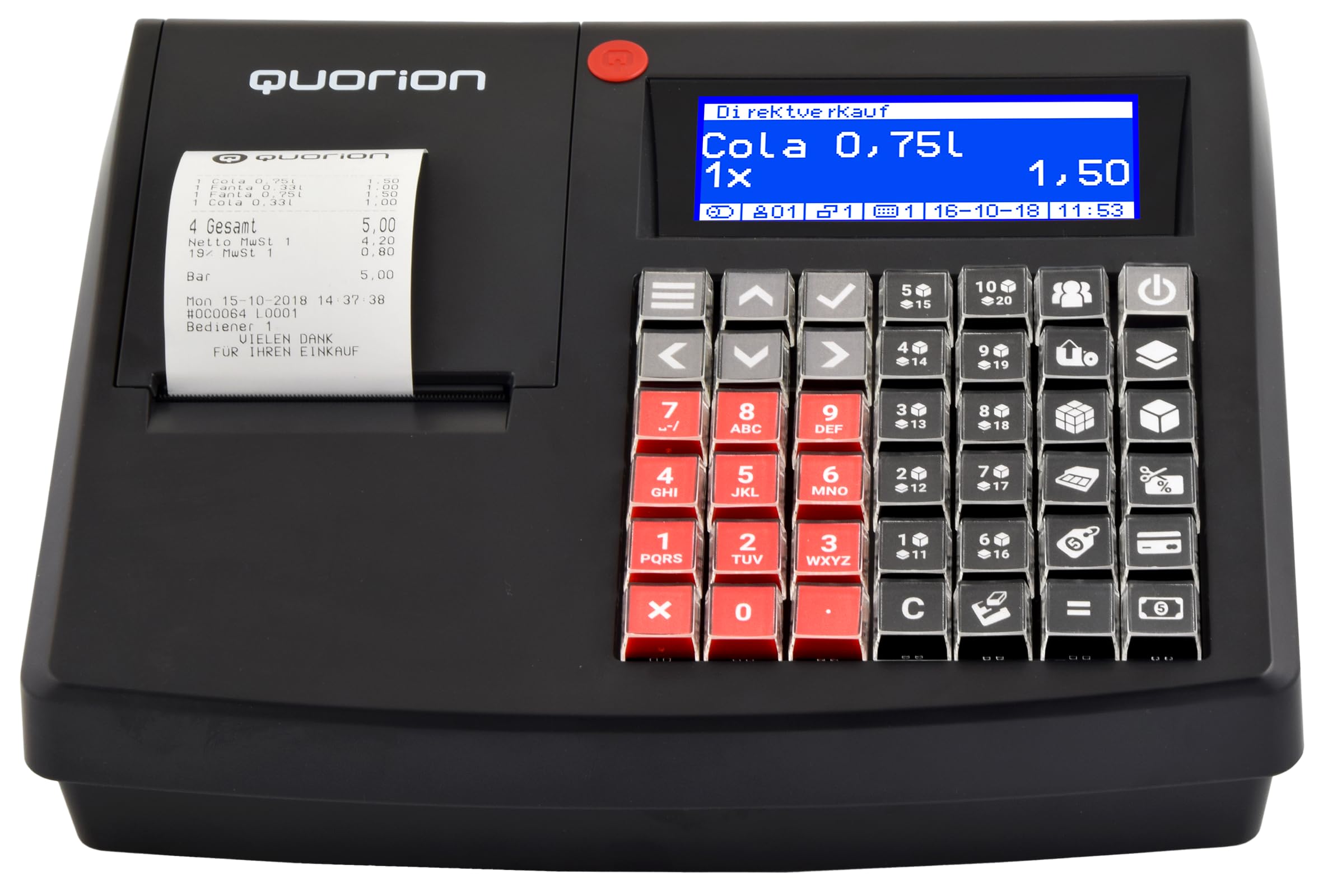 Kassensystem QMP 60 Registrierkasse inklusive TSE USB-Stick mit 3 Jahren Laufzeit, progr. Tastatur und Software für Handel, Kiosk, Friseur, Bäckereien
