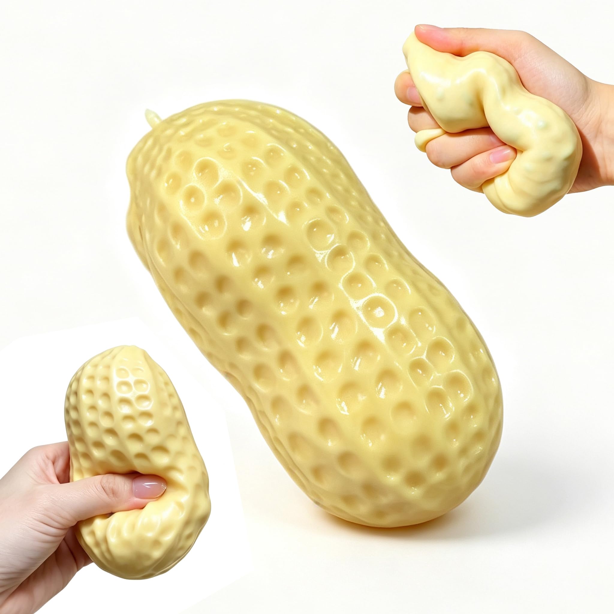 Crunchy Peanut Squishy Asmr Bead Filled, Realistic Handmade Peanut Shape Bead Filled, Durable Portable Slow Rebound Calming Tool for Kids Adults