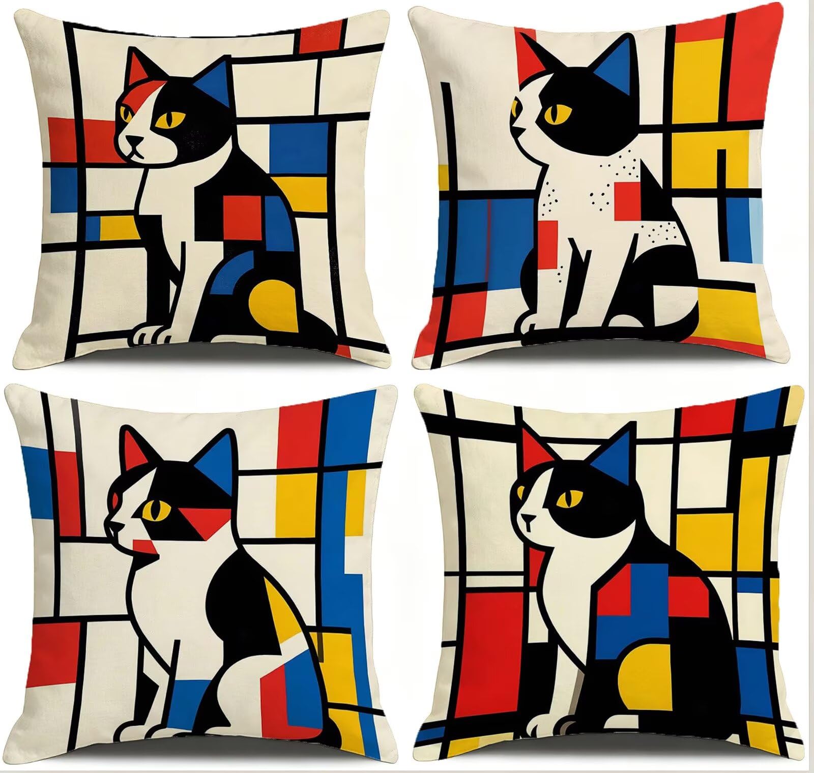 Animale Federe Cuscini Divano 60x60cm, Cuscini da Esterno Set de 4, Cod-19