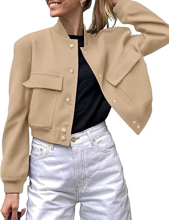 Zeagoo Women's Cropped Bomber Jacket