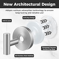 Vista 2 de Shower Hooks for Inside Shower,No-Drill Removable&Reusable Towel Hooks for Bathroom,Heavy Duty Suction Cup Hooks for Glass Window,4 Packs(Silver)
