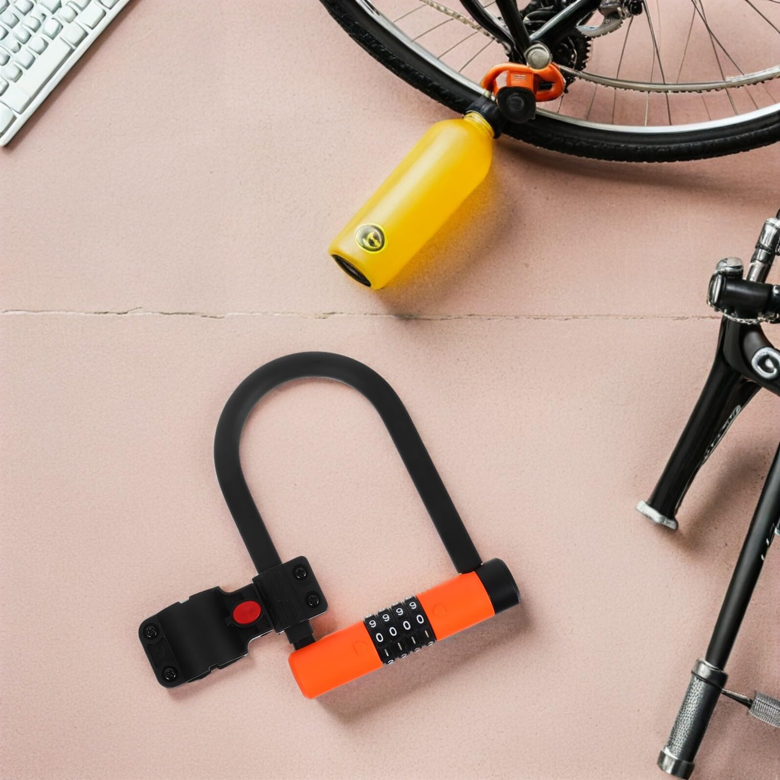 Abaodam Lucchetto U per Bicicletta con Combinazione Cifre Sicurezza Antifurto Senza Chiave per Mountain Bike Scooter Elettrico e Bici da Strada Design Compatto e Facile da Trasportare