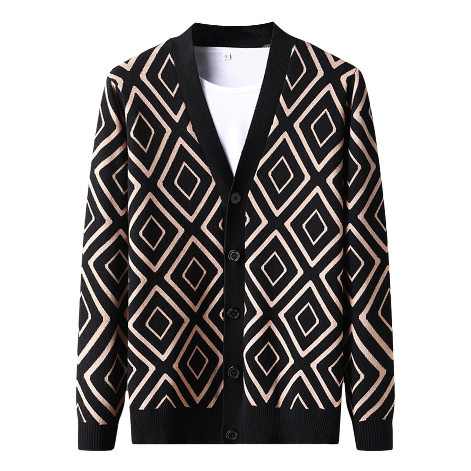 Cardigan Hombre Botones, Jersey Hombre Invierno Manga Larga Cárdigan De Punto Trenzado Casual Cuello De Chal Abotonado con Bolsillos para Otoño E Invierno