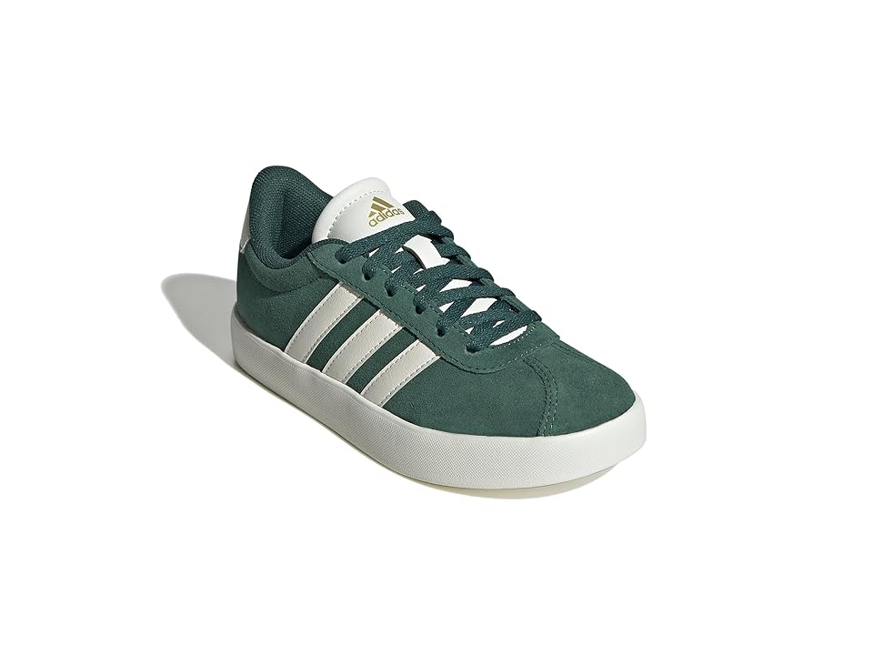 adidas Kids VL Court 3.0 (Little Kid/Big Kid) (Collegiate Green/Off-White/Gold Metallic) Kid's Shoes INTERNATIONAL SHIPPING