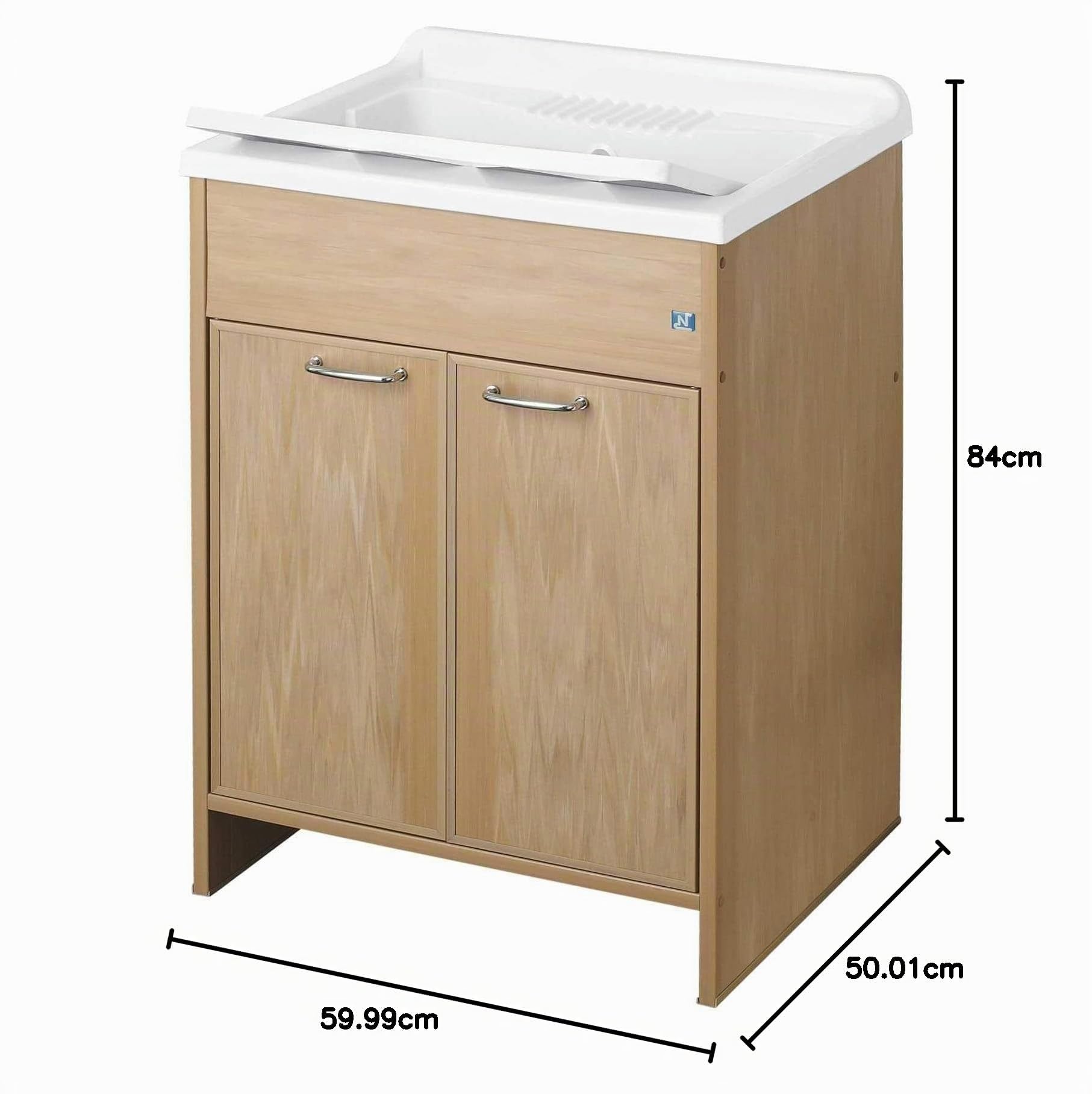 Negrari: Lavatoio Lavapanni 9002KF in resina PVC, Vasca resistente agli acidi, Ideale per ambienti umidi, Kit completo con asse di lavaggio, Interno/Esterno, L50 X P60 X H84, Frassino