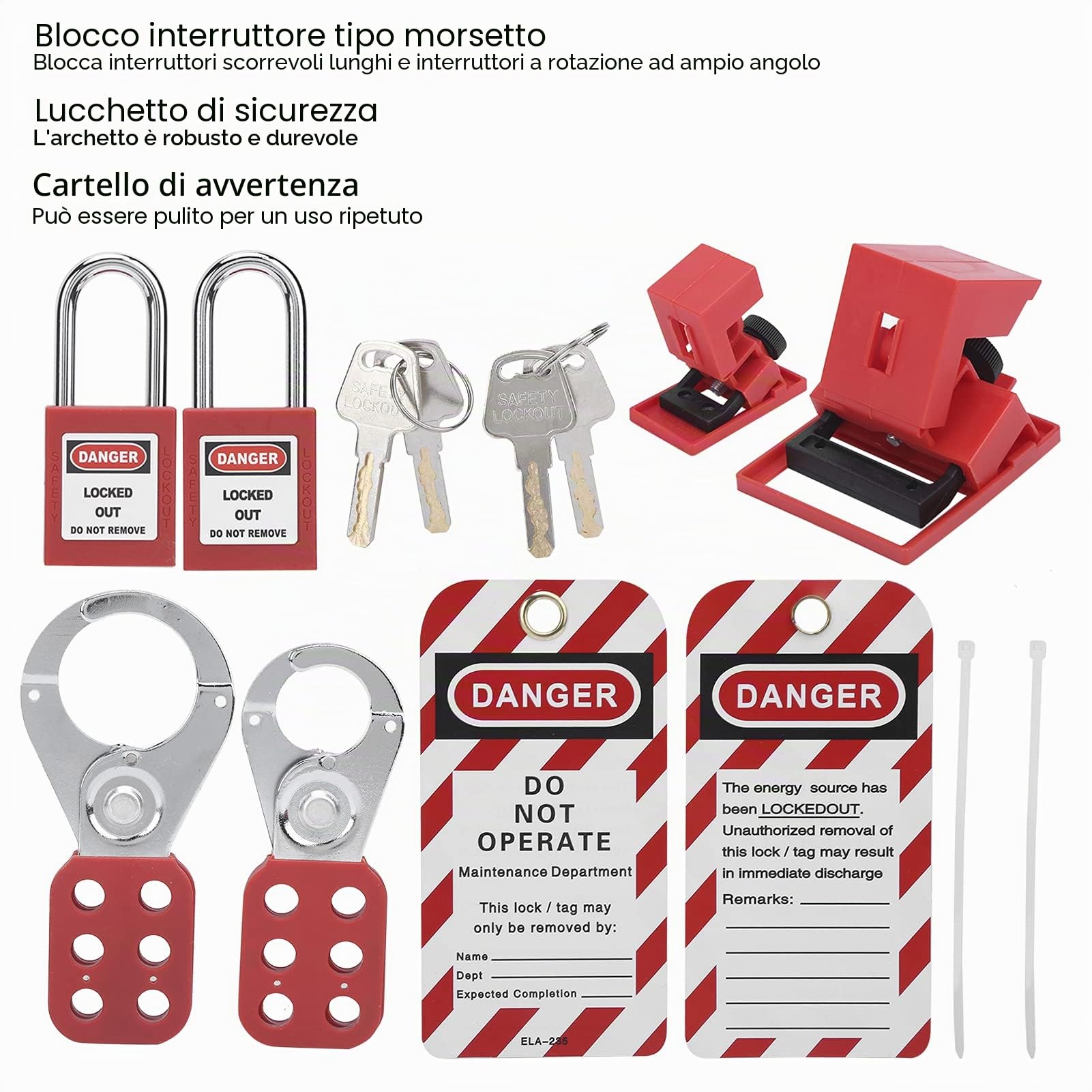15pcs kit di blocco tagout lucchetti di sicurezza lucchetti Loto Hasps kit cassetta degli attrezzi di sicurezza elettrica per interruttore automatico 18 mm / 0,7 pollici-42 mm / 1,7