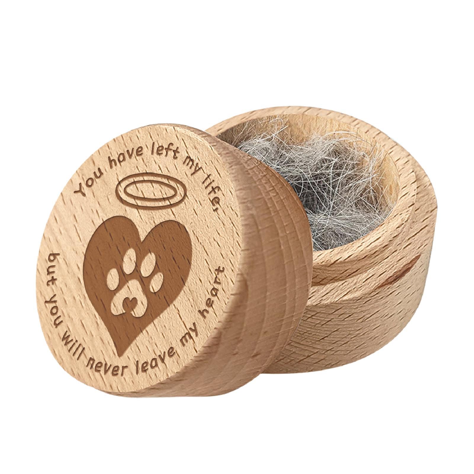 CREATCABIN Scatola Commemorativa per Cani Urne Legno per Animali Domestici Scatola Commemorativa Legno Incisione A Forma Zampa Mini Ricordo Perdita Simpatia Lutto per Conservare Gatti Cani 5x4cm