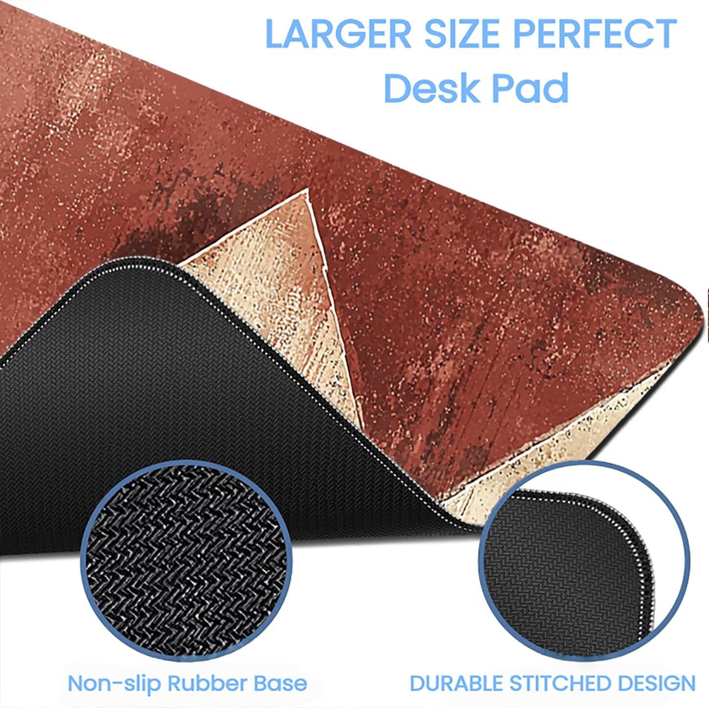 Lpfieonn Retro Großes Schreibtischunterlage, XXL Schreibtischunterlagen, Rot XXL Wasserdicht Gaming Mousepad mit Vernähter Rand und Rutschfeste Gummibasis, für Laptop/Hause/Büro 120x60cm PF-2253