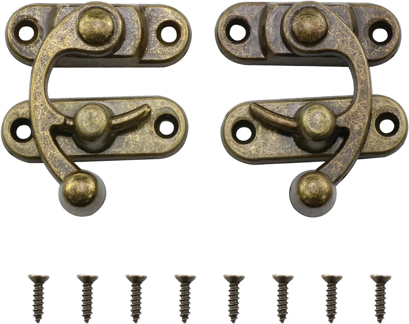 Vintage Swing Arm Lock Left and Right Swing Hook Lock for Luggage/Jewelry Box/Toolbox Adjustable Latch Classical Style 4PCS (1.73 * 1.5inch)