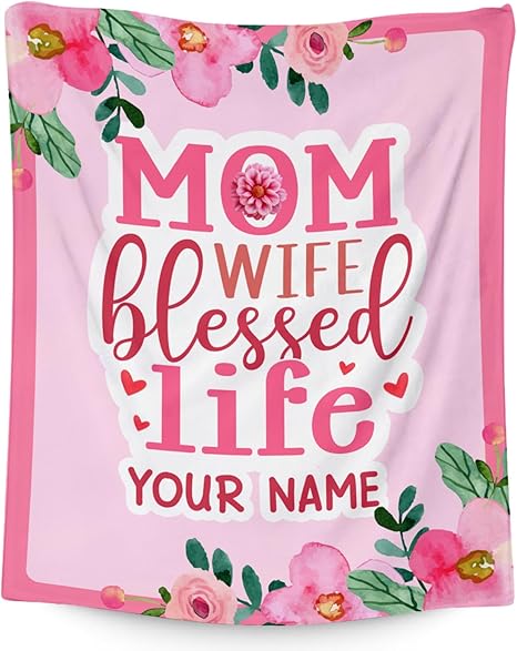 Custom Mothers Day Blankets - 30x40 Inches Fleece Throw for Mom Wife Daughter Sister - Soft Cozy Pink Fuzzy Blanket Gifts